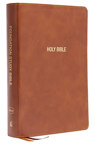 NKJV, Foundation Study Bible, Large Print, Leathersoft, Brown, Red Letter, Comfort Print: Holy Bible, New King James Version