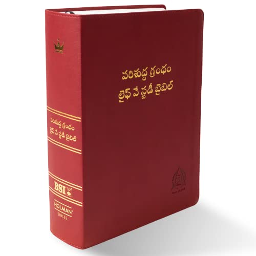 Lifeway Telugu Study Bible, Red Leather Touch Study Bible with QR Code, Study Notes with Maps, Charts & Illustrations, Easy to Carry Spiritual Devotions & Essays