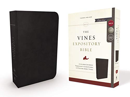 The NKJV, Vines Expository Bible, Genuine Leather, Black, Comfort Print: A Guided Journey Through the Scriptures with Pastor Jerry Vines