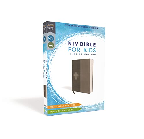 Holy Bible: New International Version, Gray, Leathersoft: NIV Bible For Kids: Red Letter Edition, Comfort Print, Thinline Edition