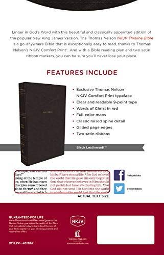 NKJV, Thinline Bible, Leathersoft, Black, Red Letter, Comfort Print: Holy Bible, New King James Version