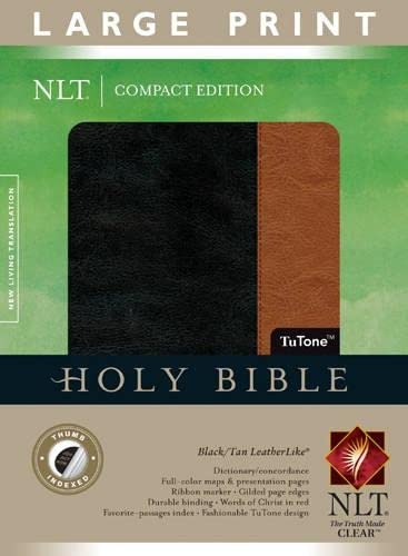 NLT Compact Edition Bible Large Print, Blacl/Tan, Indexed (Large Print Compact Edition: NLT)