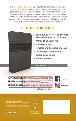 KJV, Deluxe Gift Bible, Leathersoft, Gray, Red Letter, Comfort Print: Holy Bible, King James Version