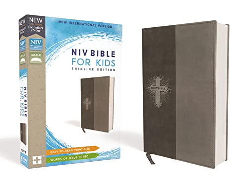Holy Bible: New International Version, Gray, Leathersoft: NIV Bible For Kids: Red Letter Edition, Comfort Print, Thinline Edition