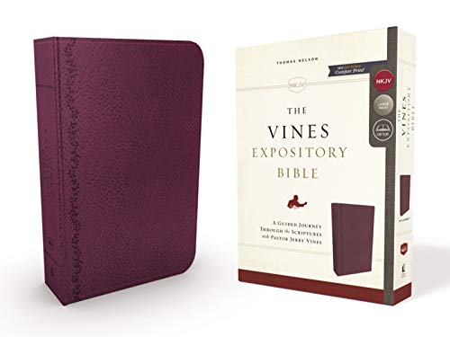The NKJV, Vines Expository Bible, Leathersoft, Purple, Comfort Print: A Guided Journey Through the Scriptures with Pastor Jerry Vines