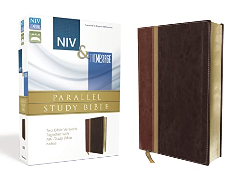 NIV & The Message Parallel Study Bible: Dark Caramel/Black Cherry Italian Duo-Tone