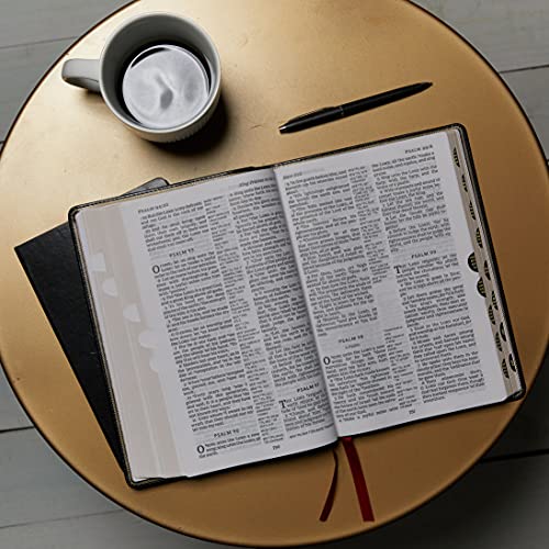 KJV Holy Bible, Giant Print Center-Column Reference Bible, Deluxe Black Leathersoft, Thumb Indexed, 53,000 Cross References, Red Letter, Comfort ... James Version: Holy Bible, King James Version