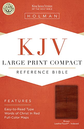 KJV Large Print Compact Reference Bible, Brown Cross LeatherTouch, Indexed
