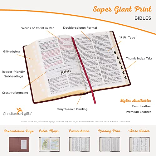 KJV Super Giant Print Red Letters with Thumb-Indexing Burgun