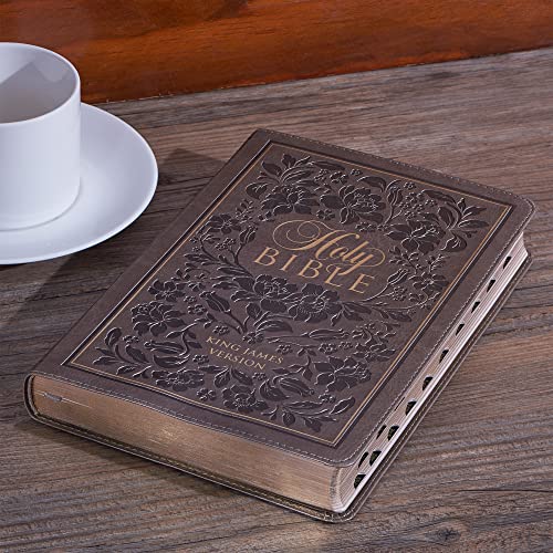 KJV Bible Thinline Brown with Flowers