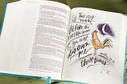 Beautiful Word Bible: New International Version, Teal, Leathersoft, Red Letter, Comfort Print, Peel/Stick Bible Tabs: 600+ Full-color Illustrated Verses