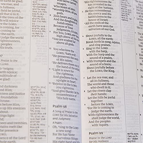 NKJV, Reference Bible, Center-Column Giant Print, Leather-Look, Black, Thumb Indexed, Red Letter, Comfort Print: Holy Bible, New King James Version