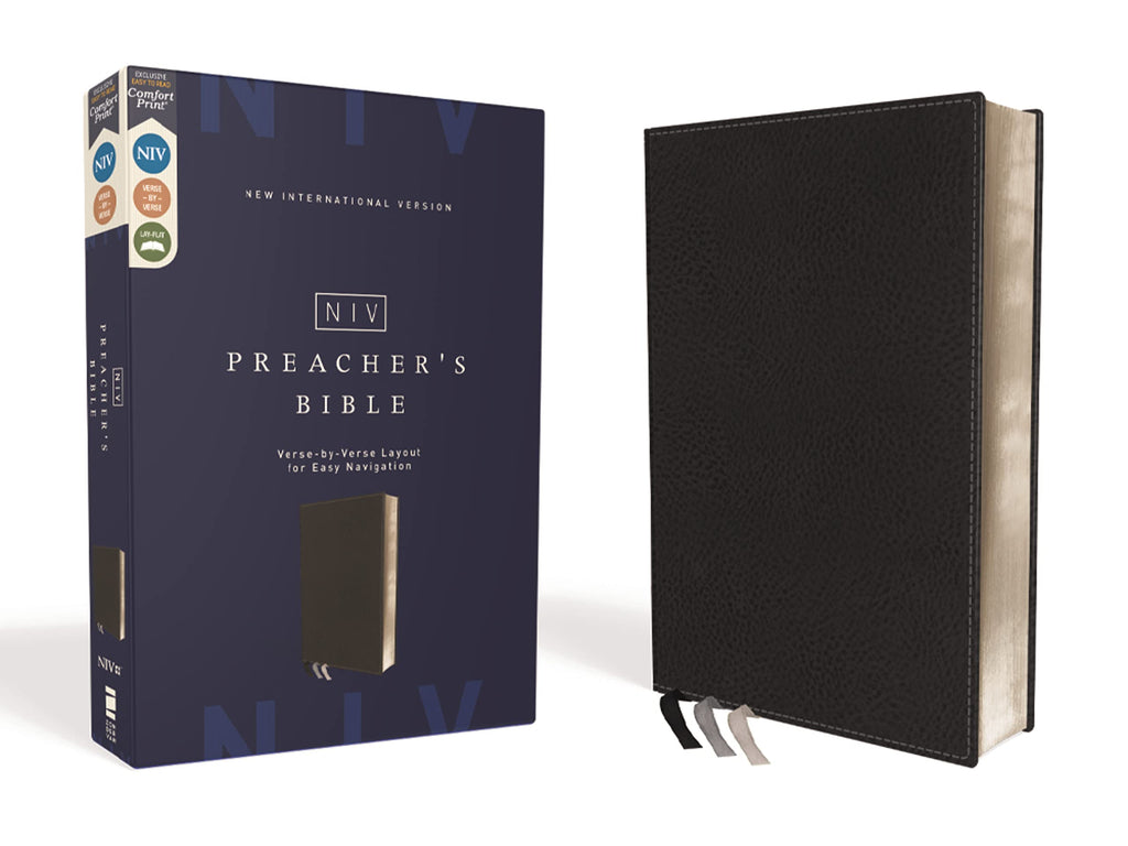 Holy Bible: New International Version, Preacher's Bible, Black, Verse-by-verse Format, Leathersoft, Comfort Print Imitation Leather – Import, 28 April 2020