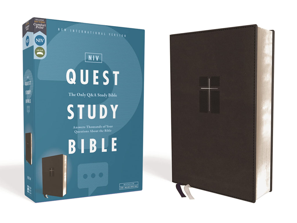 Holy Bible: New International Version, Quest Study Bible, Black, Leathersoft, Comfort Print; the Only Q and A Study Bible Imitation Leather – Import, 27 August 2019