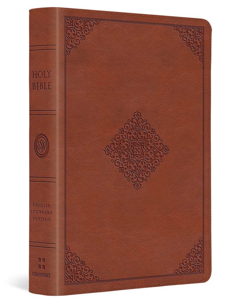 ESV Large Print Compact Bible: Esv Bible Trutone, Terracotta, Ornament Design Leather Bound – Large Print, 30 April 2021