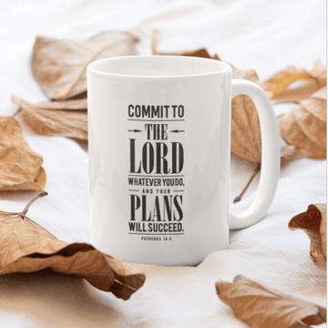 Commit to the Lord Mug - Sip with Scripture: Christian Coffee Mugs for Daily Inspiration - Special Gift for Christian Friends