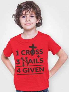 Christian Boys T-Shirts - 1cross,3nails,4given - Share Your Faith with Fun and Durable Christian Apparel Boys T-Shirts