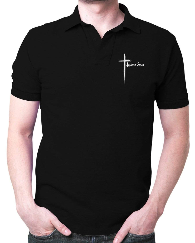 Amazing Grace Cross - Polo T Shirt - Faith-Inspired Christian T-Shirts: Wear Your Beliefs with Pride