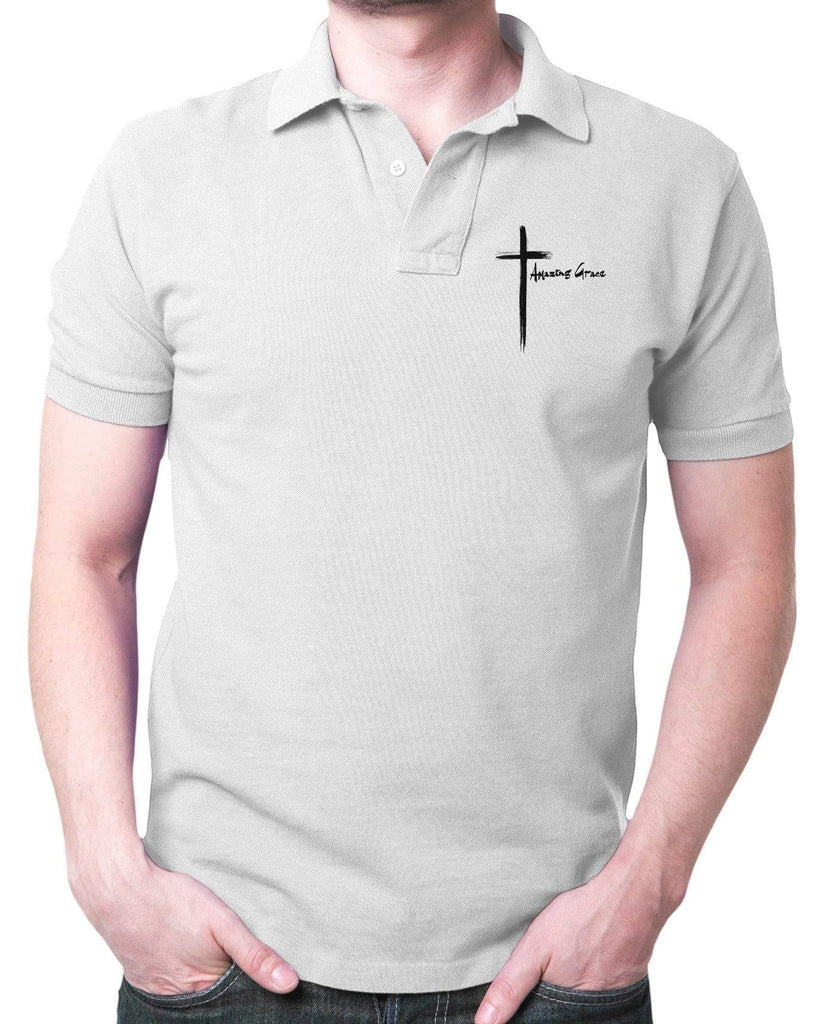 Amazing Grace Cross - Polo T Shirt - Faith-Inspired Christian T-Shirts: Wear Your Beliefs with Pride